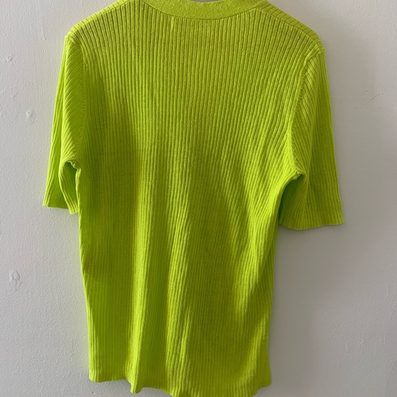 Diane Von Furstenberg neon lime green knit top - Picture 2 of 5